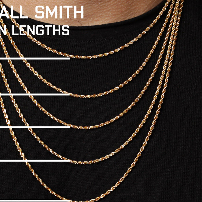 Rope Chain Necklaces Length Chart