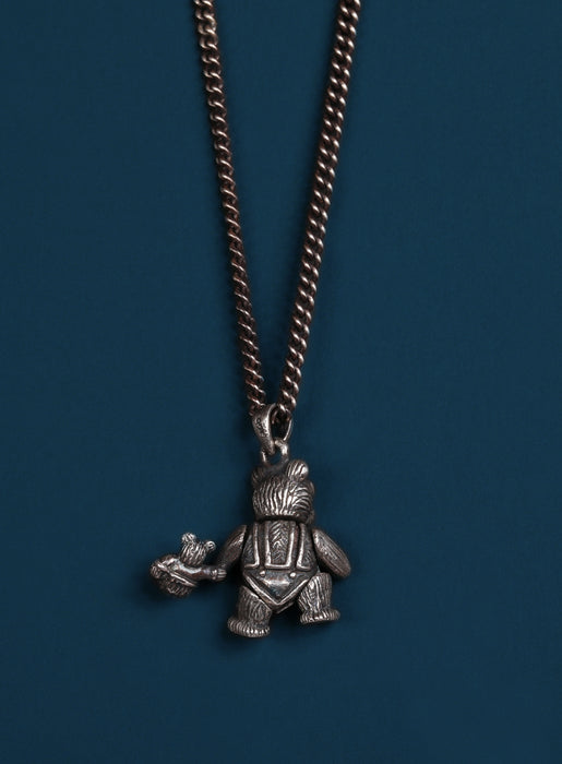 Close up of Louis Vuitton Lockit pendant in sterling silver