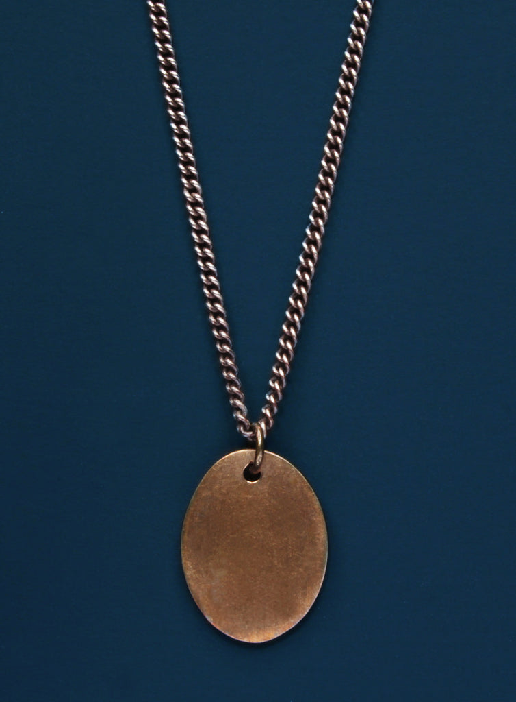 Small Bronze Dog tag Necklace on Oxidized Sterling Silver Chain — WE ARE  ALL SMITH