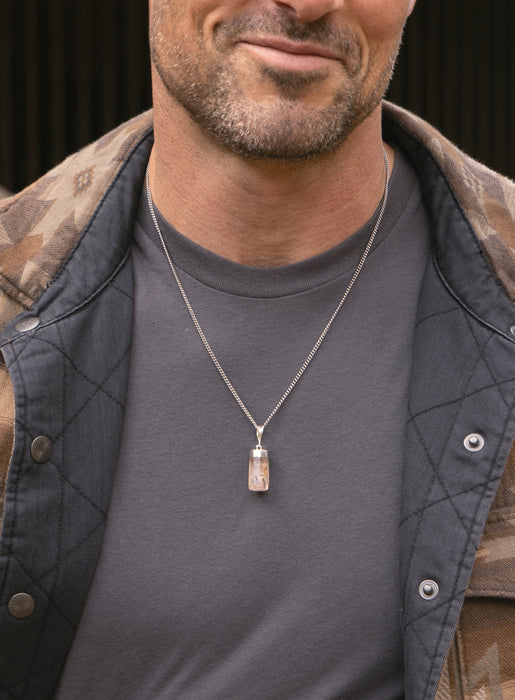 One of a Kind Genuine Morganite Pendant on 925 Sterling Silver Chain Jewelry WE ARE ALL SMITH: Men's Jewelry & Clothing.   