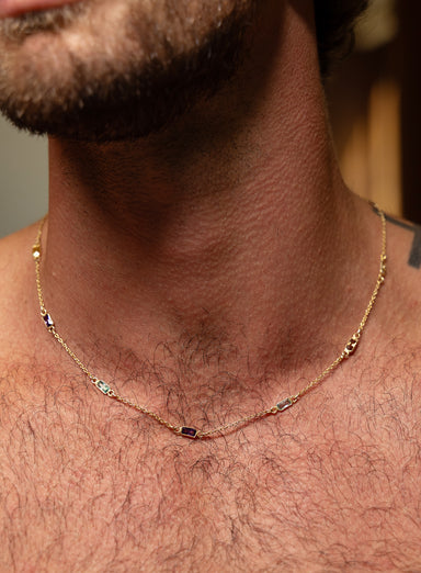 Multi-Color CZ Gemstone Gold Chain Necklace Necklace WE ARE ALL SMITH: Men's Jewelry & Clothing.