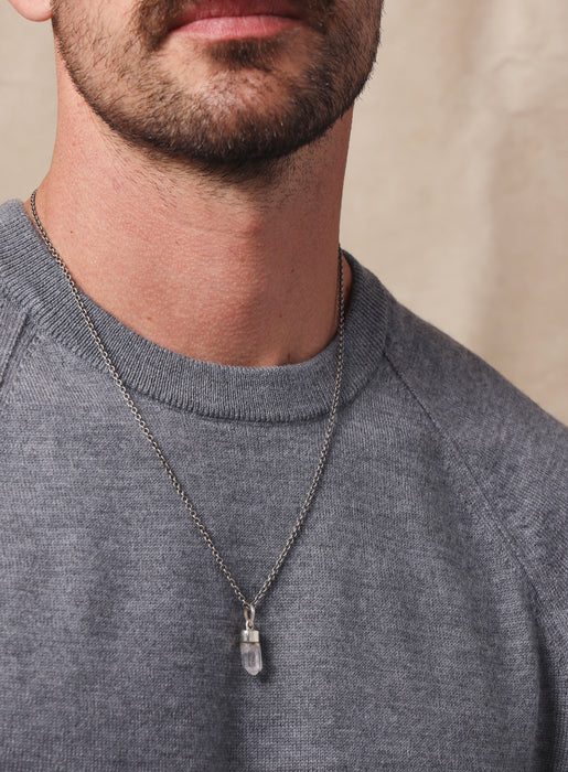 One of a Kind White Topaz on 925 Oxidized Sterling Chain Jewelry WE ARE ALL SMITH: Men's Jewelry & Clothing.   