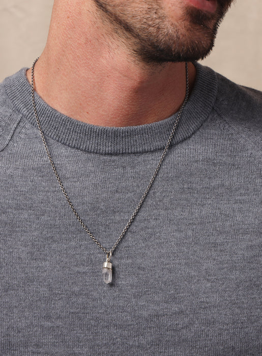 One of a Kind White Topaz on 925 Oxidized Sterling Chain Jewelry WE ARE ALL SMITH: Men's Jewelry & Clothing.   