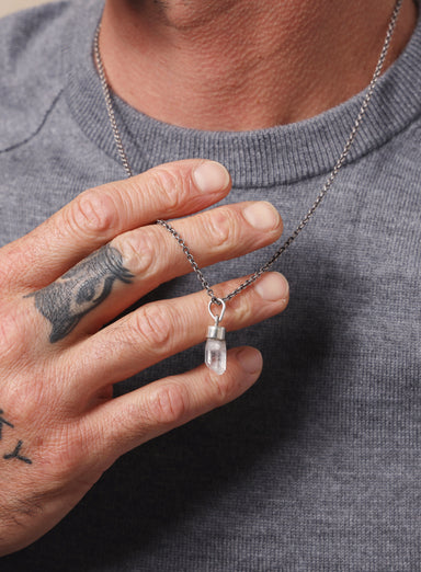 One of a Kind White Topaz on 925 Oxidized Sterling Chain Jewelry WE ARE ALL SMITH: Men's Jewelry & Clothing.   