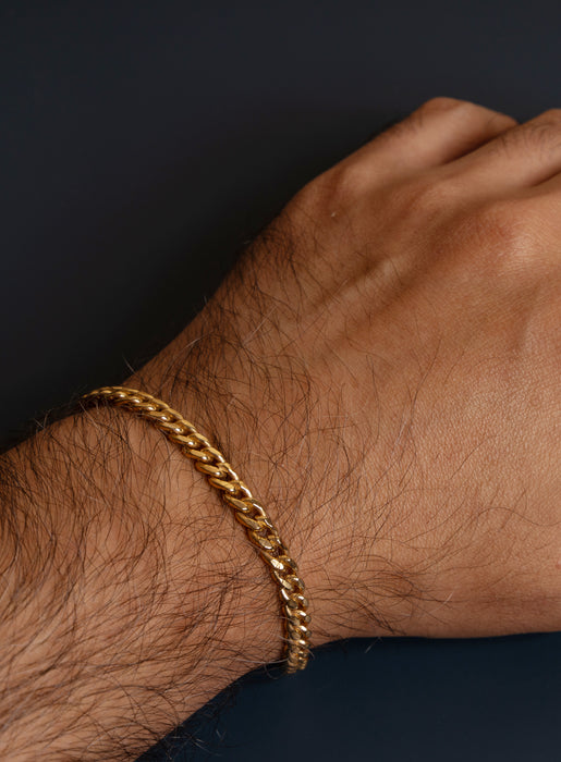 14K Gold Filled 5mm Cuban Chain Bracelet for Men Bracelets WE ARE ALL SMITH: Men's Jewelry & Clothing.   