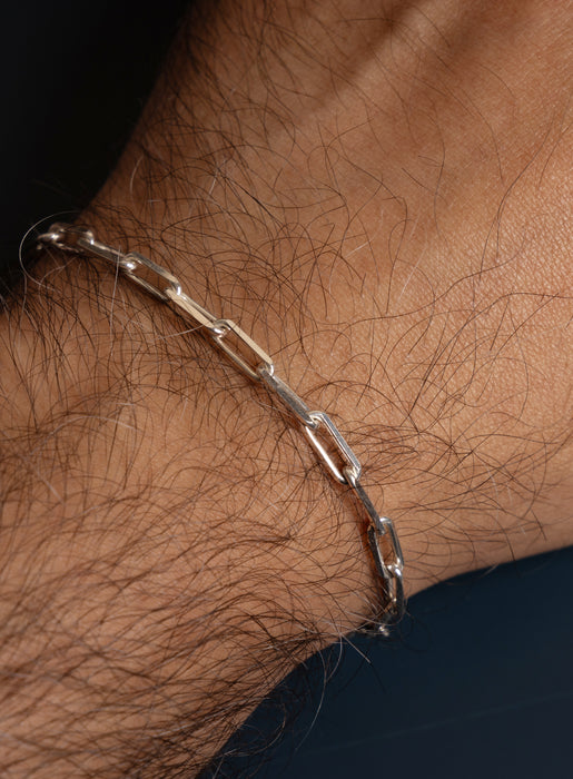 925 Sterling Silver Elongated Cable Chain Bracelet for Men Bracelets WE ARE ALL SMITH: Men's Jewelry & Clothing.   