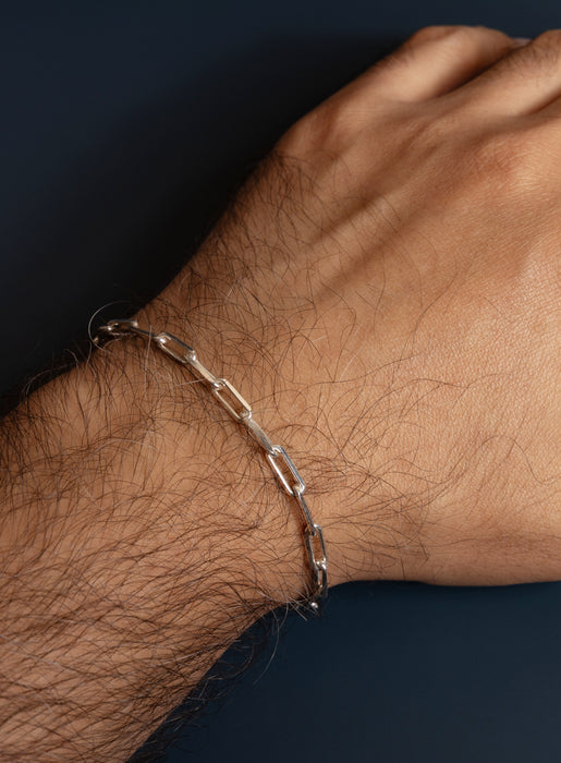 925 Sterling Silver Elongated Cable Chain Bracelet for Men Bracelets WE ARE ALL SMITH: Men's Jewelry & Clothing.   