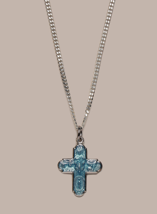 925 Sterling Silver Cross Pendant with Blue Enamel 2mm Cuban Chain Bracelets WE ARE ALL SMITH: Men's Jewelry & Clothing.   