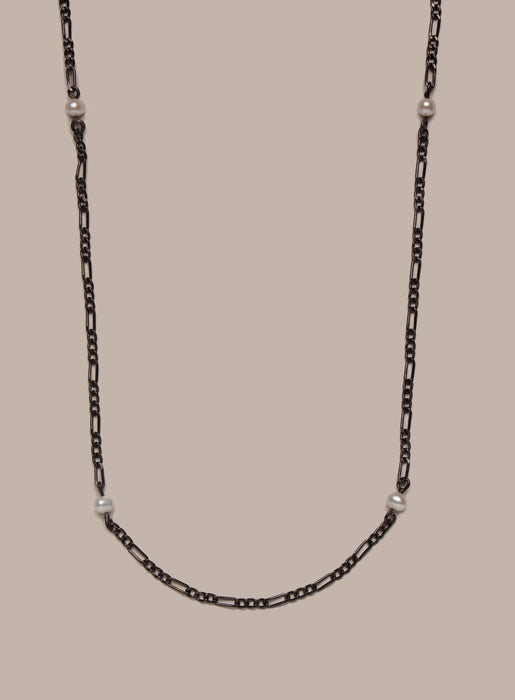925 Oxidized Sterling Silver Chain with Mini Pearls Chain Necklace for Men Necklace WE ARE ALL SMITH: Men's Jewelry & Clothing.   