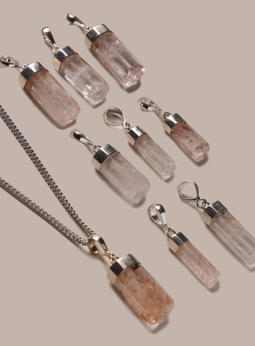 One of a Kind Genuine Morganite Pendant on 925 Sterling Silver Chain Jewelry WE ARE ALL SMITH: Men's Jewelry & Clothing.   