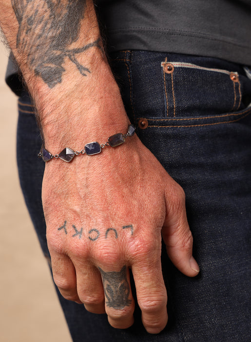 Blue / Purple Iolite Gemstone Bracelet for Man Bracelets WE ARE ALL SMITH: Men's Jewelry & Clothing.   