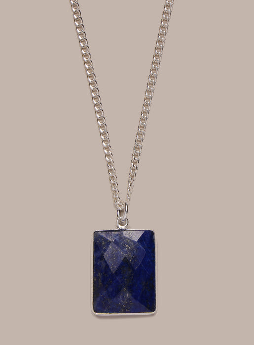 Sterling Silver Lapis Lazuli Pendant Chain Necklace for Men Necklace WE ARE ALL SMITH: Men's Jewelry & Clothing.   