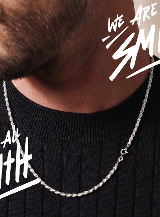 925 Sterling Silver Rope Chain Necklace for Men Necklace WE ARE ALL SMITH: Men's Jewelry & Clothing.   