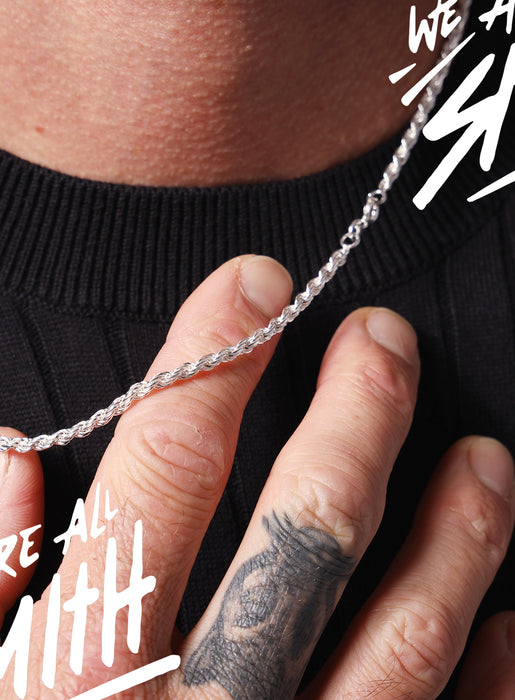 925 Sterling Silver Rope Chain Necklace for Men Necklace WE ARE ALL SMITH: Men's Jewelry & Clothing.   