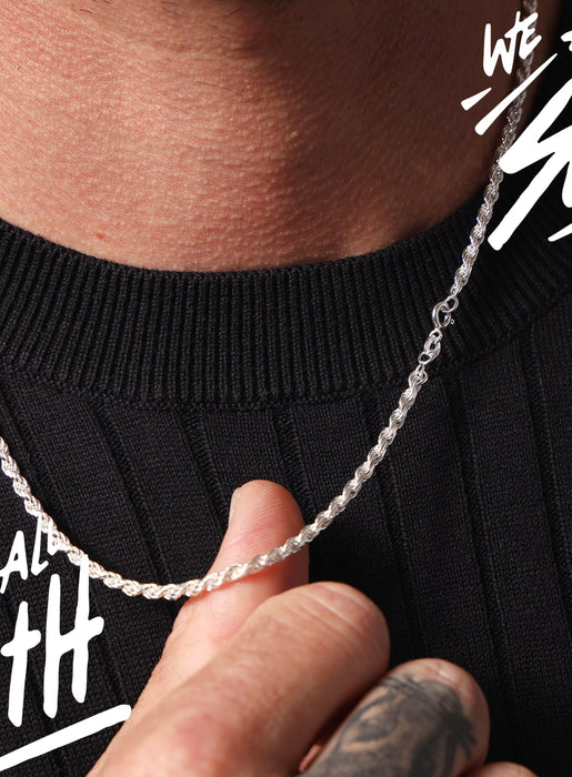 925 Sterling Silver Rope Chain Necklace for Men Necklace WE ARE ALL SMITH: Men's Jewelry & Clothing.   