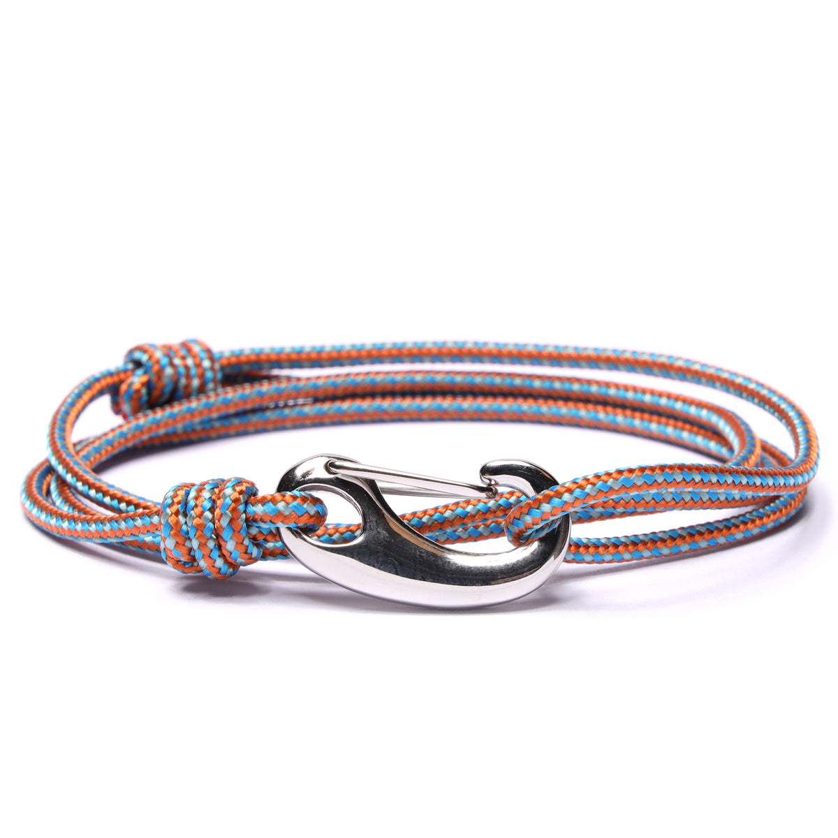 Orange + Blue Tactical Cord Bracelet for Men (Silver Clasp - 30S)