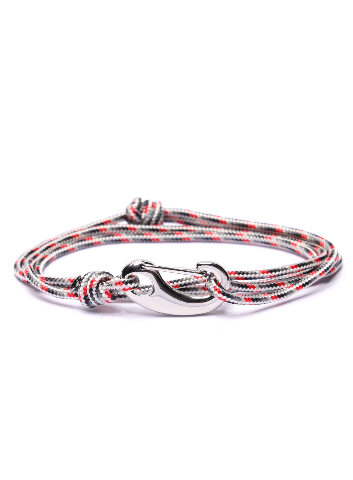 White + Gray Tactical Cord Bracelet for Men (Silver Clasp - 24S