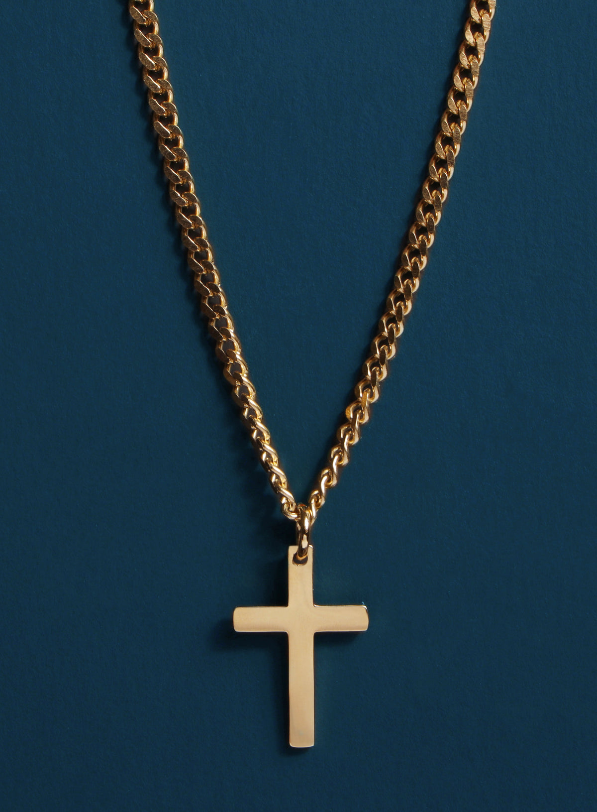 Gold Mini Star LV Cross Pendant Cuban Link Necklace Stainless Iced