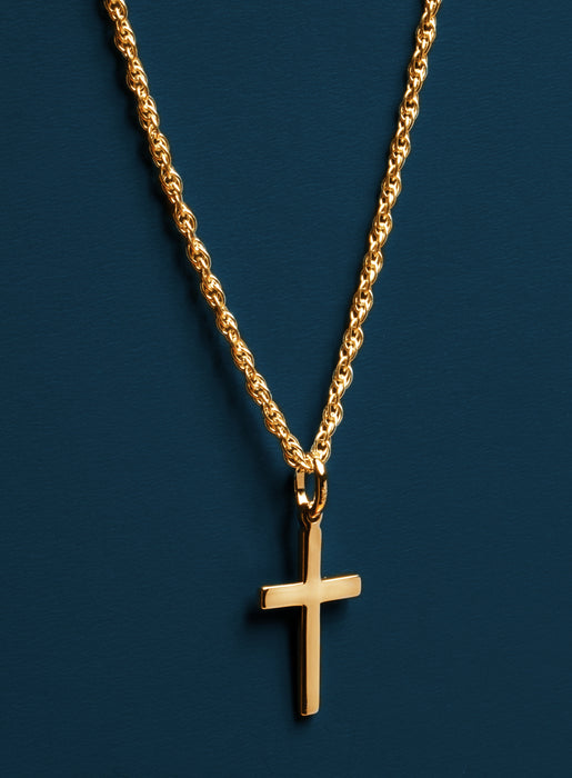Men's Stainless Steel Polished Solid Cross Pendant Necklace, Gold -  Walmart.com
