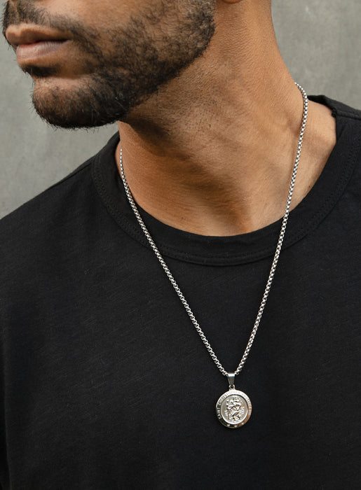 Necklace Set: Silver Rope Chain and St. Christopher Necklace — WE
