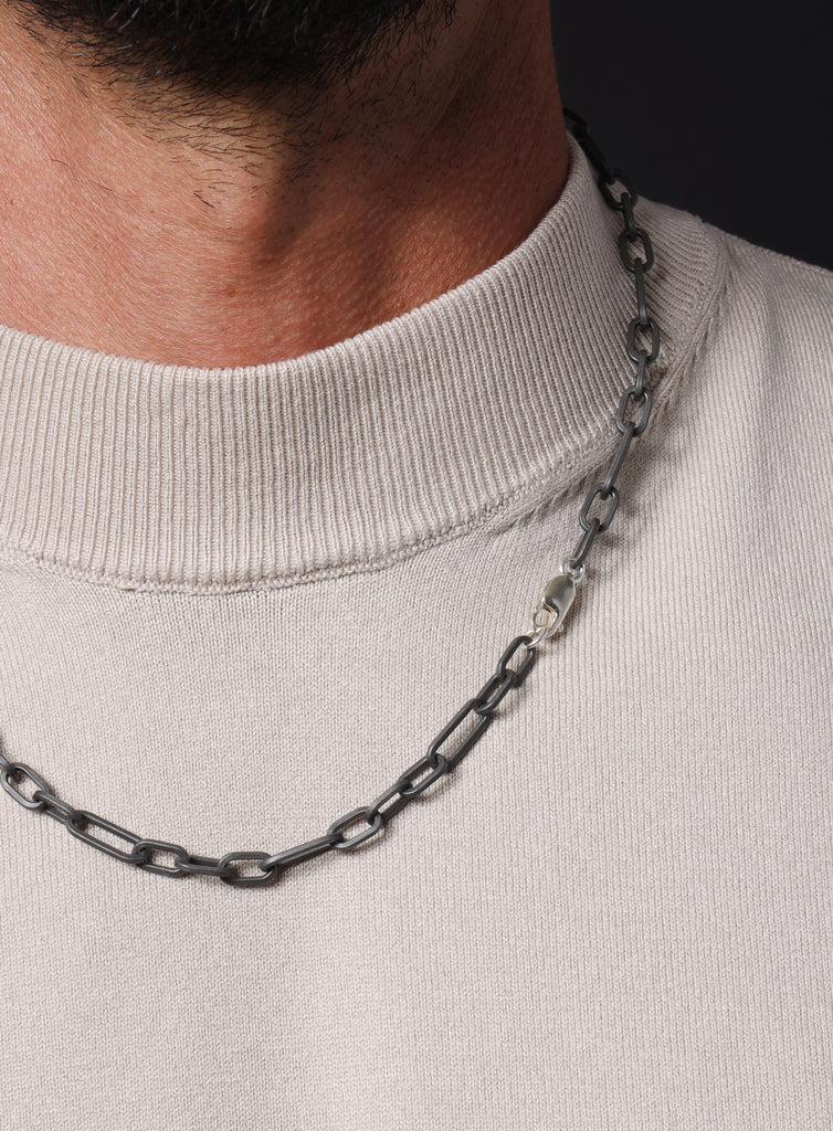 Titanium Speckle Coated Mens Chain Necklace