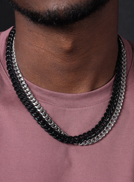 9mm Black Cuban and 7mm Silver Cuban Chain | Mix and Match Combo | Make  your own Set