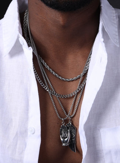 Layered Necklaces for Men Imitation Pearl Necklace Thin Link Chain Choker  Set Women Casual Retro Collar
