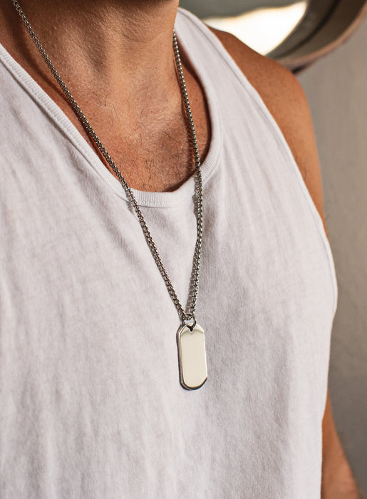 Personalised Polished Sterling Silver Dog Tag Necklace By Hurleyburley man  | notonthehighstreet.com