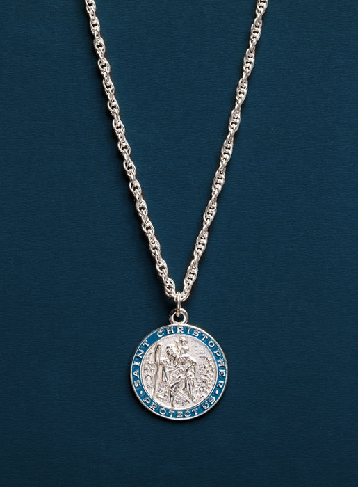 Sterling Silver Saint Christopher Medal Necklace for Men — WE ARE ALL SMITH