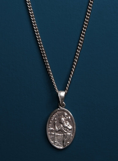 St Christopher Oval Medal Necklaces WE ARE ALL SMITH: Men's Jewelry & Clothing.   