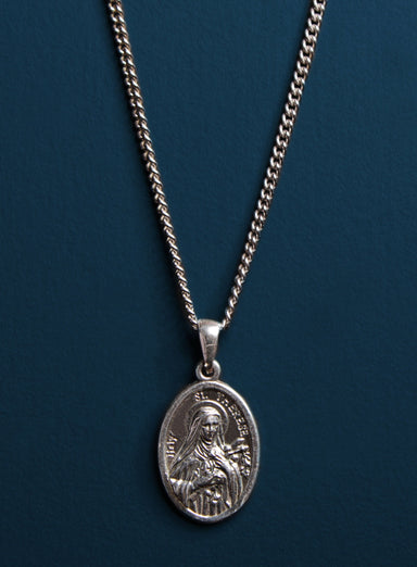 St Therese Sterling Silver Oval Medal Necklace Necklaces WE ARE ALL SMITH: Men's Jewelry & Clothing.   