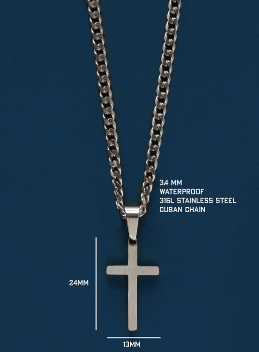 Men's Silver Cross Chain Necklace - Teskeys