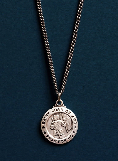 Saint Joan of Arc Sterling Silver Medal Necklace for Men Necklace WE ARE ALL SMITH: Men's Jewelry & Clothing.   