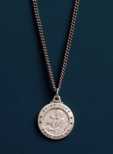 Saint Luke the Evangelist Pendant Necklace for Men Necklace WE ARE ALL SMITH: Men's Jewelry & Clothing.   