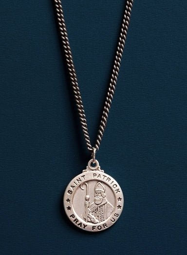 Saint Patrick Men's Sterling Silver Medal and Curb Chain Necklace Necklace WE ARE ALL SMITH: Men's Jewelry & Clothing.   