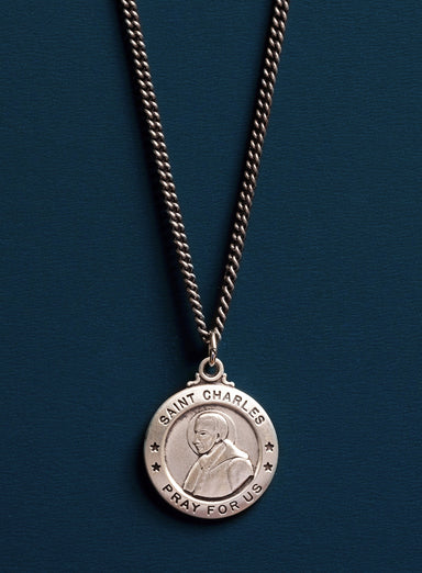 Saint Charles Sterling Silver Medal Pendant Necklace for Man Necklace WE ARE ALL SMITH: Men's Jewelry & Clothing.   