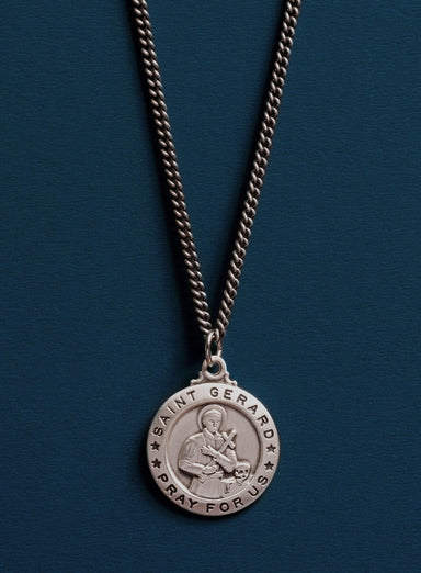 Saint Gerard Sterling Silver Medal Necklace for Men Necklace WE ARE ALL SMITH: Men's Jewelry & Clothing.   