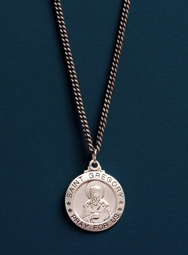 Saint Gregory Sterling Silver Round Pendant Medal for Him Necklace WE ARE ALL SMITH: Men's Jewelry & Clothing.   