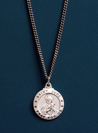 Saint Jude Sterling Silver Round Pendant Medal for Men Necklace WE ARE ALL SMITH: Men's Jewelry & Clothing.   