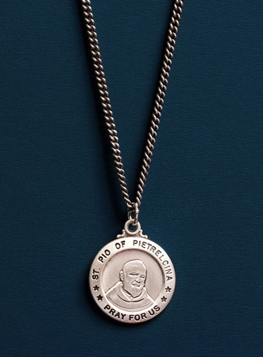 Saint Pio of Pietrelcina, Padre Pio, Men's Sterling Silver Necklace Necklace WE ARE ALL SMITH: Men's Jewelry & Clothing.   