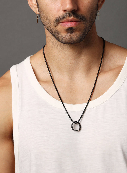 Men Ring Charm Necklace & 3pcs Ring | Necklace, Pretty necklaces, Men  necklace