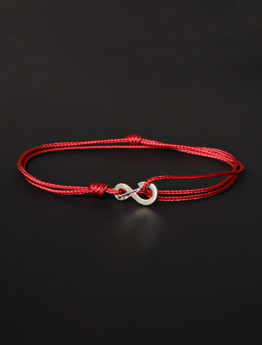 Infinity Bracelet - Red cord men's bracelet with silver clasp — WE